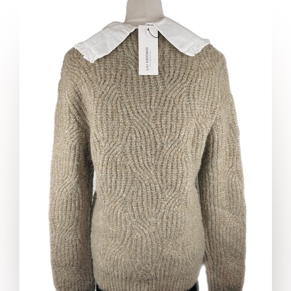 NWT Lili Sidonio Molly Bracken Brown Cable Knit Sweater Peter Pan Collar Sz. S - Picture 4 of 7